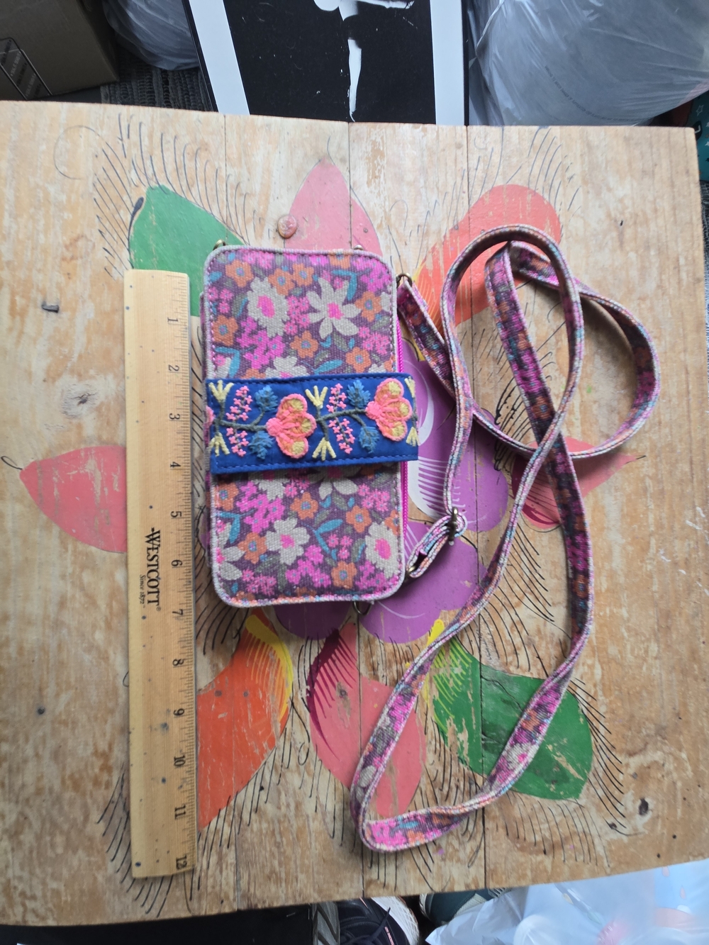 NATURAL LIFE Pink Multicolor Floral Embroidered Crossbody